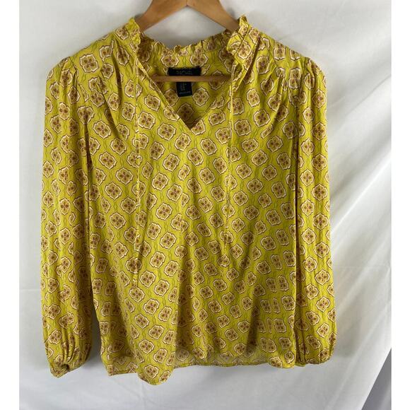 Rachel Rachel Roy Yellow Patterned Blouse Size Medium - Picture 1 of 3